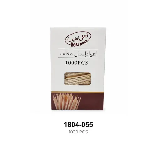 أعواد أسنان خشبية مغلّفة — علبة 1000 عود
