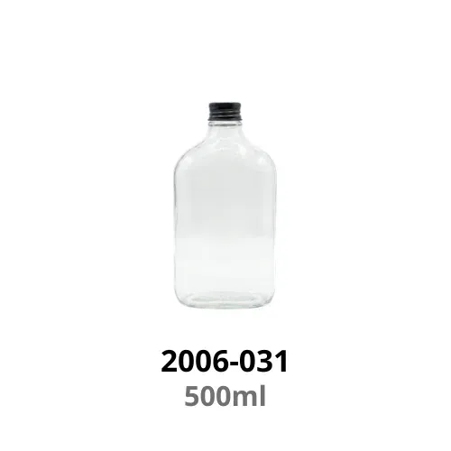 Flat Flask Bottle with Black Cap 500 ml