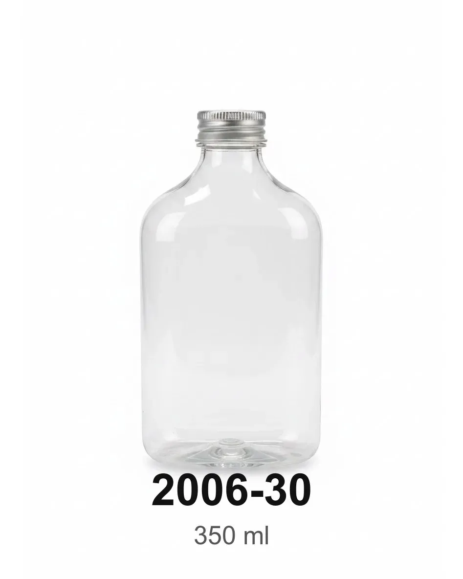 Flat Flask Juice Bottle with Metal Cap 350 ml