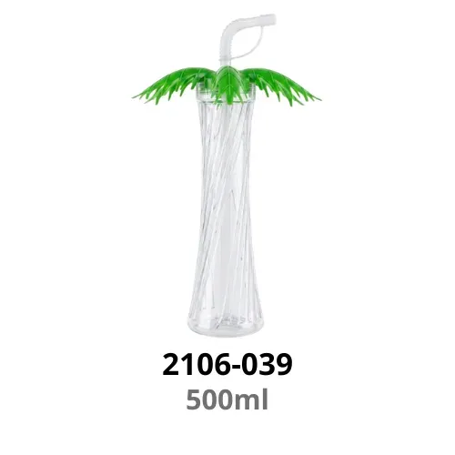 Slush Bottle with Palm Lid and Straw 500 ml