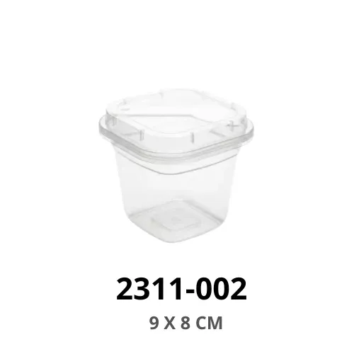 كاسة حلا شفافة مربّعة بغطاء 9×8 سم