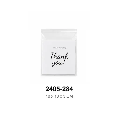 كيس بلاستيك لاصق مطبوع Thank You 10×10×3 سم