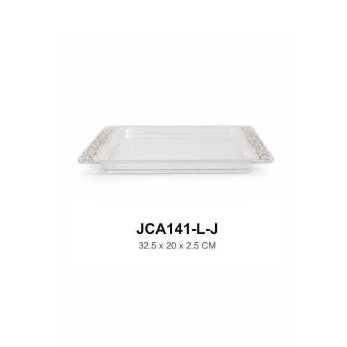 صينية تقديم مستطيلة شفافة — ٣٢.٥ × ٢٠ × ٢.٥ سم
