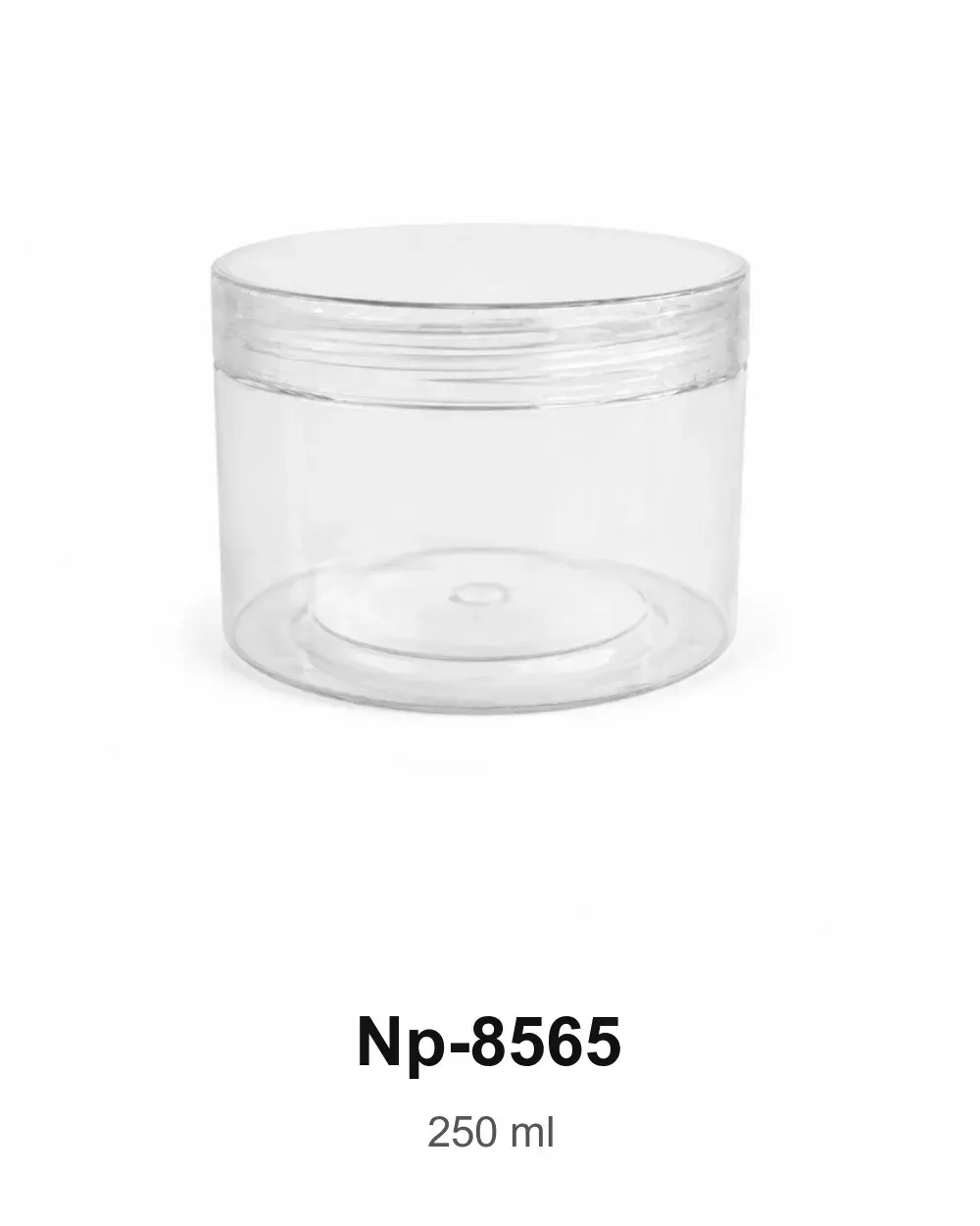 برطمان بلاستيك شفاف دائري بغطاء — قطر ٨.٥ سم × ارتفاع ٦.٥ سم