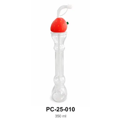 Slush Bottle with Strawberry Lid and Straw 350 ml