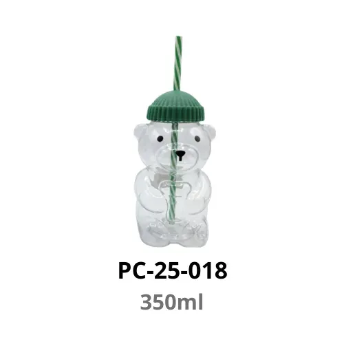 Bear-Shaped Bottle with Lid and Straw 350 ml